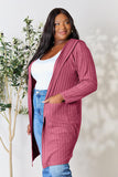 Ribbed Open Front Long Sleeve Cardigan With Pockets - 5 Color Options