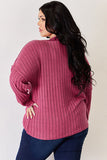 Ribbed Half Button Long Sleeve High-Low Top - Multiple Colors Available