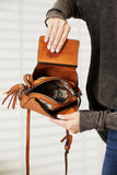 Vegan Leather Crossbody Bag with Tassel