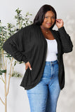 Ribbed Open Front Long Sleeve Cardigan - 2 color options