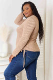 Drawstring Ribbed Long Sleeve Top