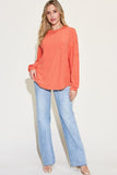 Ribbed Round Neck Long Sleeve Top - Multiple Color Options