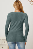 Ribbed V-Neck Long Sleeve Top - Multiple Colors Available