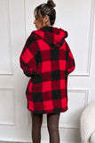 Double Take Plaid Long Sleeve Hooded Coat