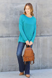 Round Neck Dropped Shoulder Top - multiple colors