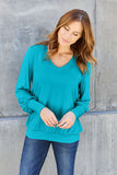 V-Neck Lantern Sleeve Blouse - multiple color options