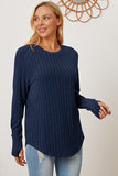 Ribbed Thumbhole Sleeve Top- Multiple Colors Available