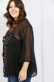 Melody Just Breathe Chiffon Kimono in Black