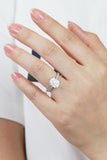 3 Carat Moissanite Platinum-Plated Side Stone Ring