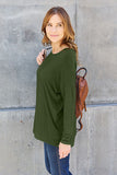 Round Neck Dropped Shoulder Top - multiple colors