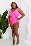 Float On Ruffle Faux Wrap One-Piece in Pink