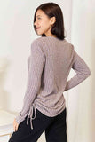 Drawstring Ribbed Long Sleeve Top