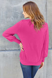 V-Neck Lantern Sleeve Blouse - multiple color options