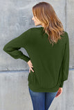 V-Neck Lantern Sleeve Blouse - multiple color options