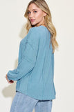 Ribbed Round Neck Long Sleeve Top - Multiple Color Options