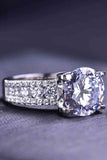 Platinum-Plated 5 Carat Moissanite Side Stone Ring