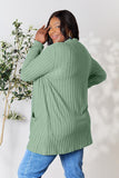 Ribbed Open Front Cardigan With Front Pockets - Color Options