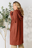 Ribbed Open Front Long Sleeve Cardigan With Pockets - 5 Color Options