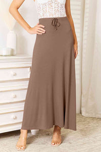 Soft Rayon Drawstring Waist Maxi Skirt - Multiple color options