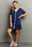 Quilted Quivers Button Down Sleepwear Dress