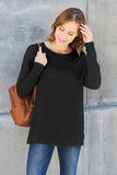 Round Neck Dropped Shoulder Top - multiple colors