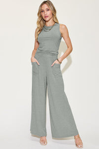 Ribbed Tank and Wide Leg Pants Set- 2 Color Options