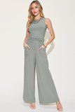 Ribbed Tank and Wide Leg Pants Set- 2 Color Options