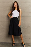 Wide Waistband Knee Length Skirt - 3 options