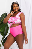 Sanibel Crop Swim Top and Ruched Bottoms Set in Pink