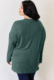 Ribbed Half Button Long Sleeve High-Low Top - Multiple Colors Available