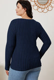 Ribbed V-Neck Long Sleeve Top - Multiple Colors Available