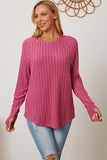 Ribbed Thumbhole Sleeve Top- Multiple Colors Available