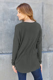 Round Neck Dropped Shoulder Top - multiple colors