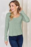 Ribbed Long Sleeve Top - Multiple Colors Available