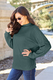 Ribbed Exposed Seam Mock Neck Knit Top - Multiple color options