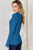 Ribbed Mock Neck Puff Sleeve Top - Multiple Colors Available