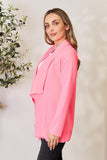 Open Front Long Sleeve Blazer in Pink