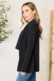 Open Front Long Sleeve Blazer in Black