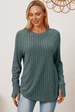 Ribbed Thumbhole Sleeve Top- Multiple Colors Available