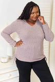 Drawstring Ribbed Long Sleeve Top