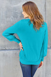 V-Neck Lantern Sleeve Blouse - multiple color options