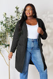 Ribbed Open Front Long Sleeve Cardigan With Pockets - 5 Color Options