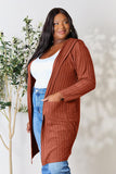 Ribbed Open Front Long Sleeve Cardigan With Pockets - 5 Color Options