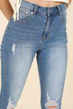 Dark wash distressed skinny jeans