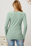 Ribbed V-Neck Long Sleeve Top - Multiple Colors Available