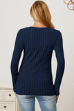 Ribbed V-Neck Long Sleeve Top - Multiple Colors Available