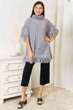 Turtle Neck Fringe Poncho