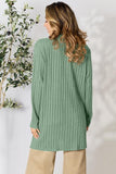 Ribbed Open Front Cardigan With Front Pockets - Color Options