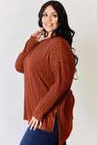 Ribbed Half Button Long Sleeve High-Low Top - Multiple Colors Available