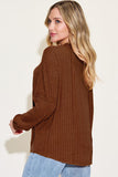 Ribbed Round Neck Long Sleeve Top - Multiple Color Options